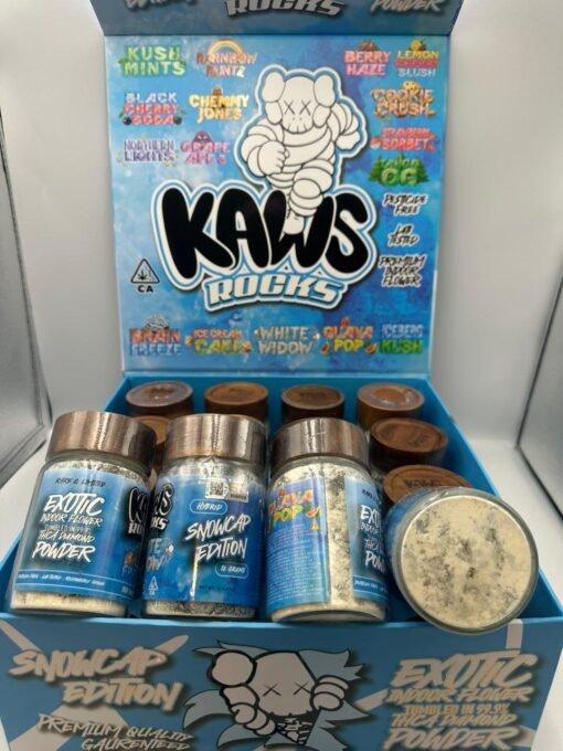 KAWS ROCKS SNOWCAP EDITION 28 Gams Exotic Indoor Flower Tumbled in 99.9% THCA Diamond Powder